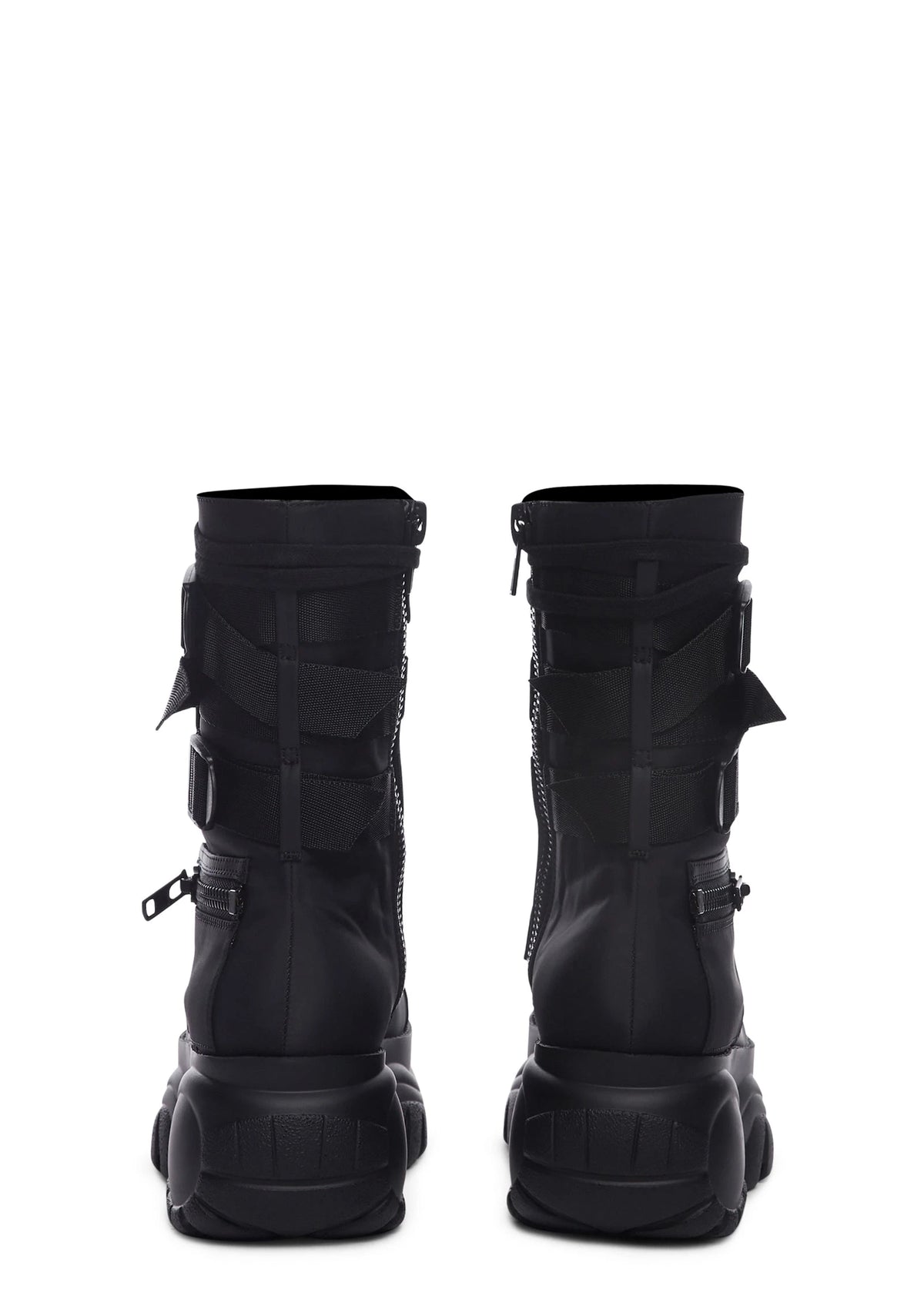 Pocket Detail Platform Combat Boots - Black