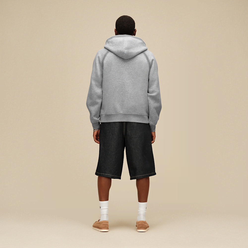 Men's Oversized Full-Zip Hooded Sweatshirt - Brown