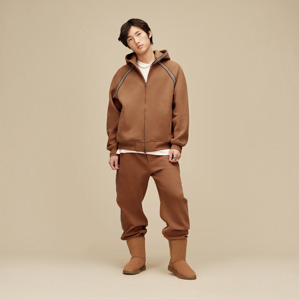 Men's Oversized Full-Zip Hooded Sweatshirt - Brown