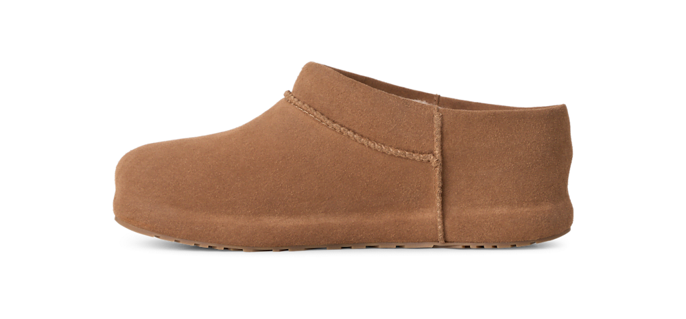 Women's Suede Sheepskin-Lined Clog - Chestnut