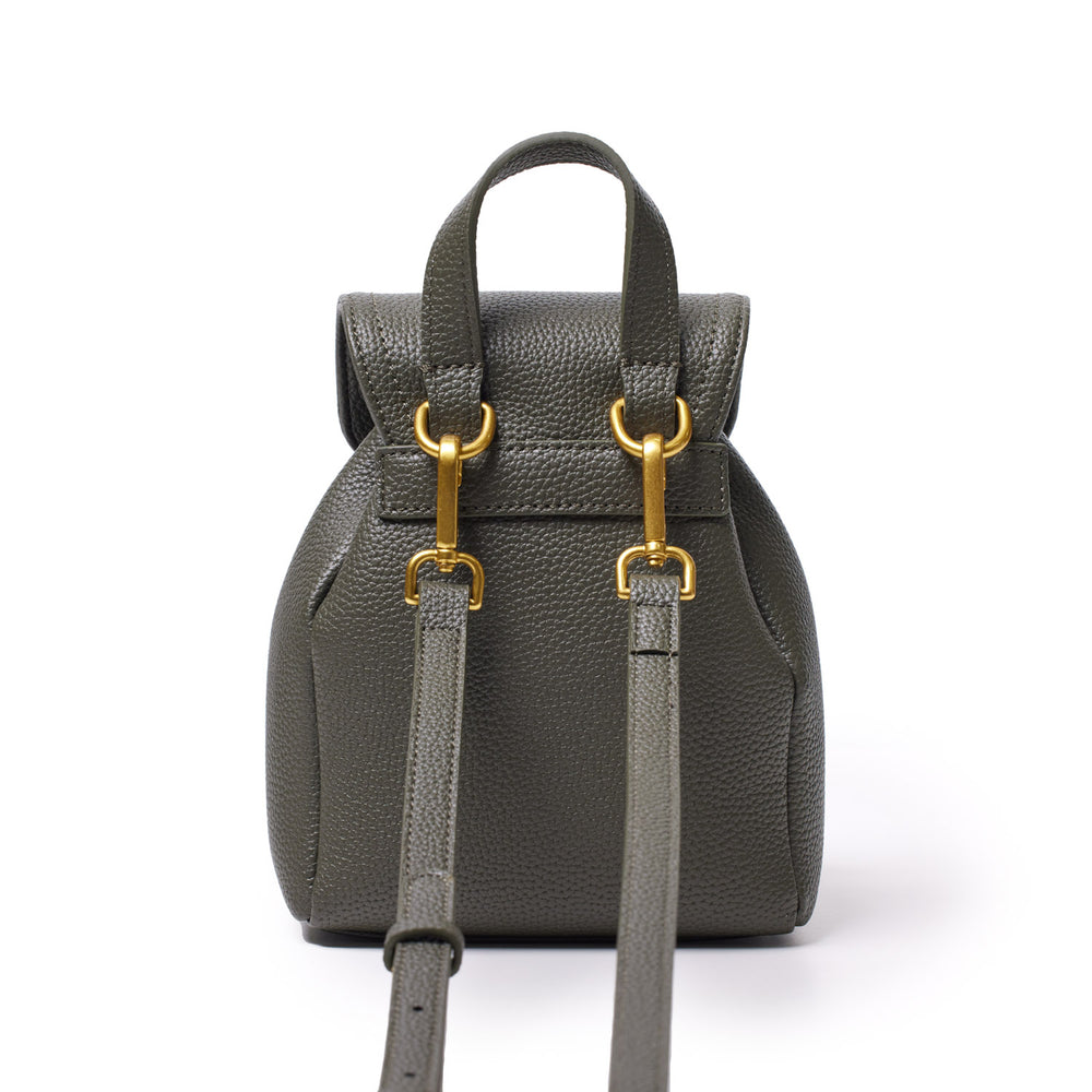Mini Textured Crossbody Backpack - Olive Green