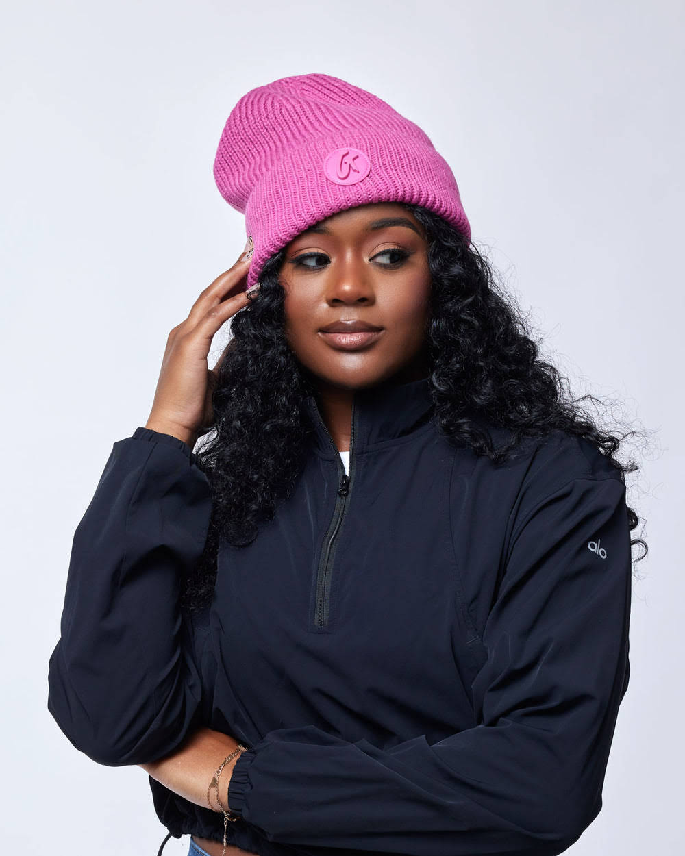 Wool Blend Satin-Lined Beanie - Hot Pink