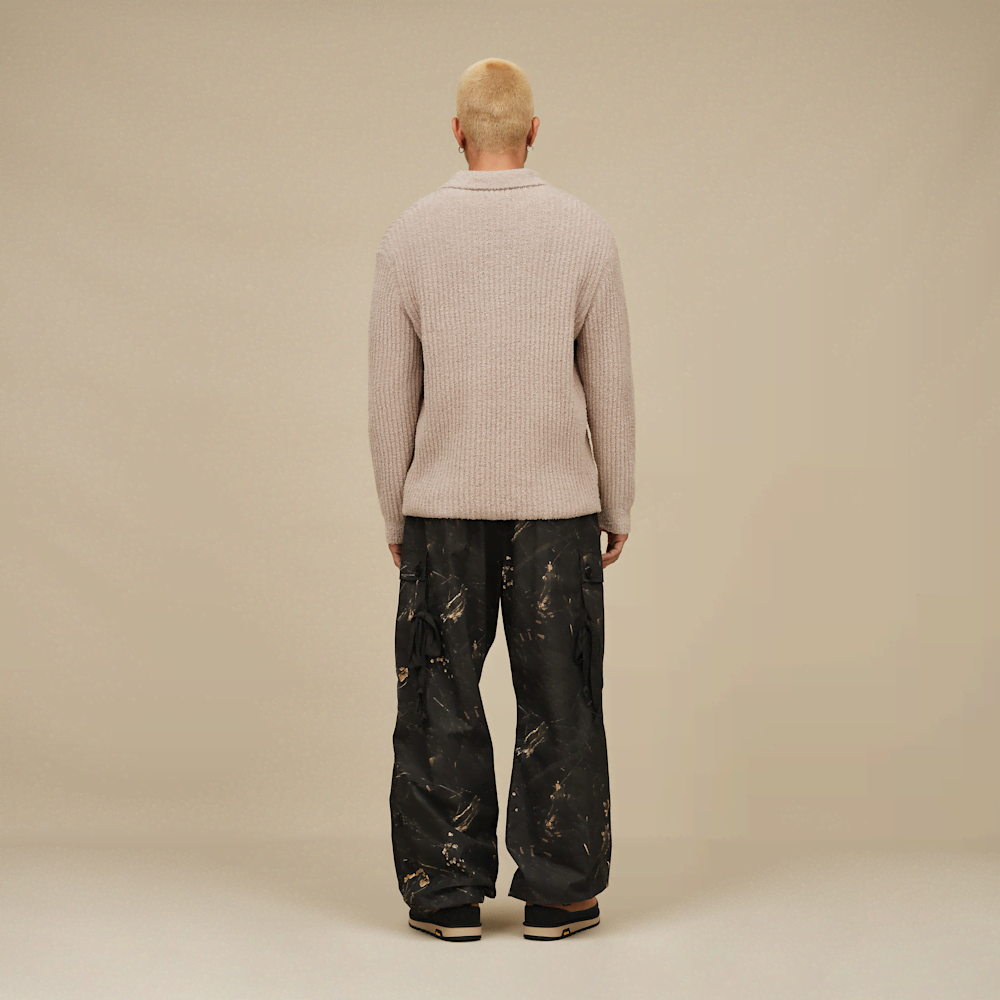 Men's Rib-Knit Polo Pullover - Stripe