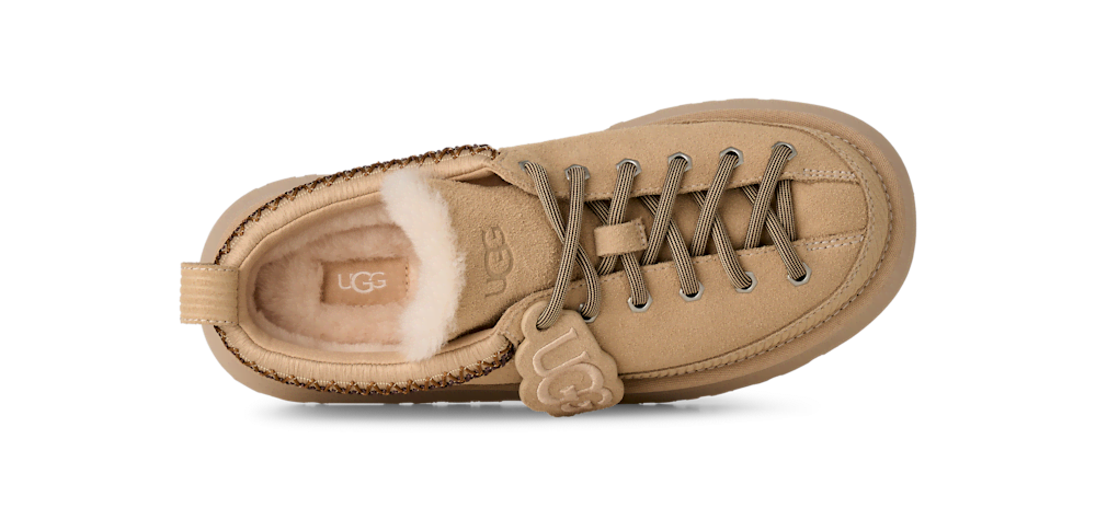 Women's Suede Lace-Up Platform Slipper - Sand