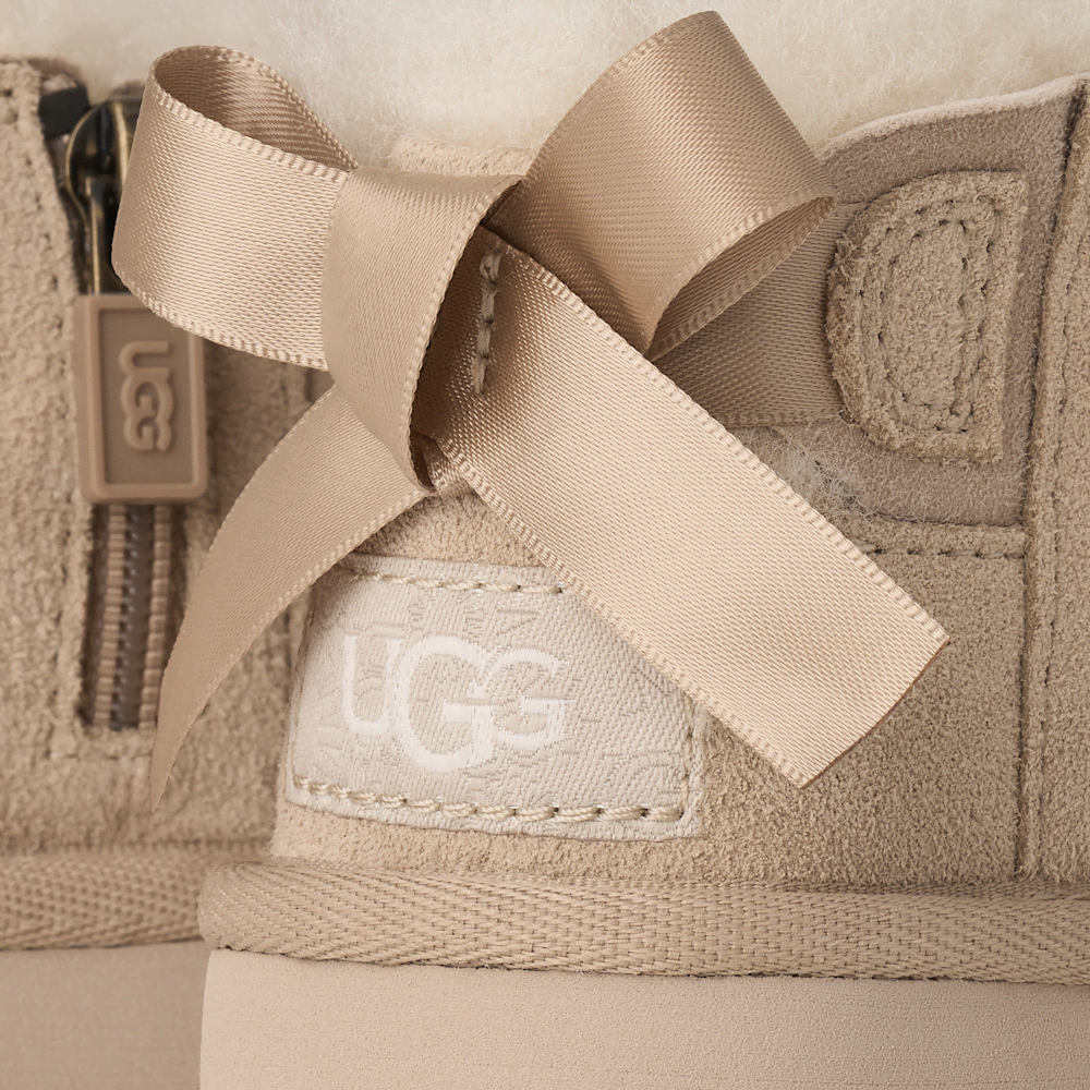 Toddler Sheepskin Bow Ankle Boot - Chestnut