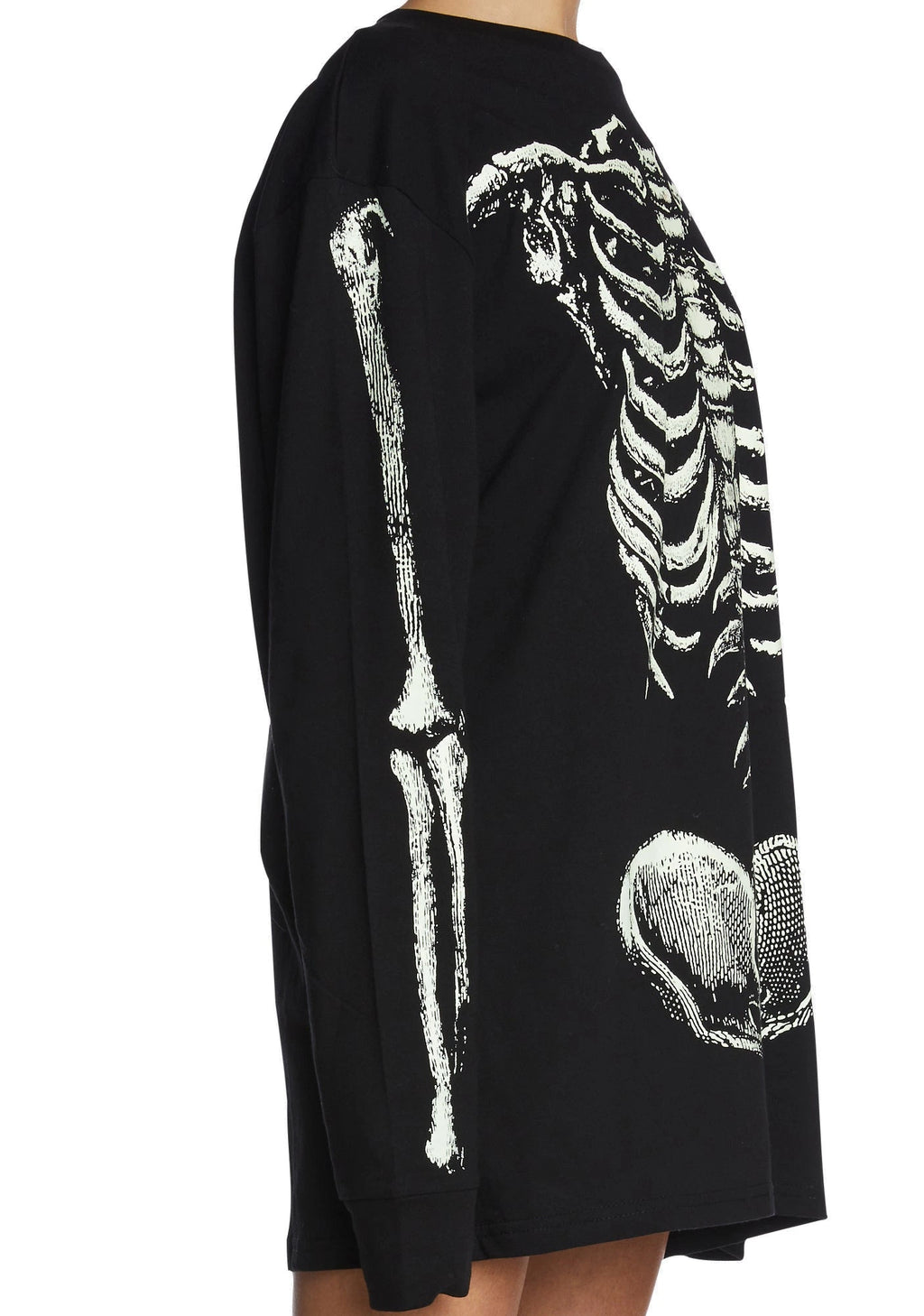 Glow Skeleton Graphic Long Sleeve Tee - Black