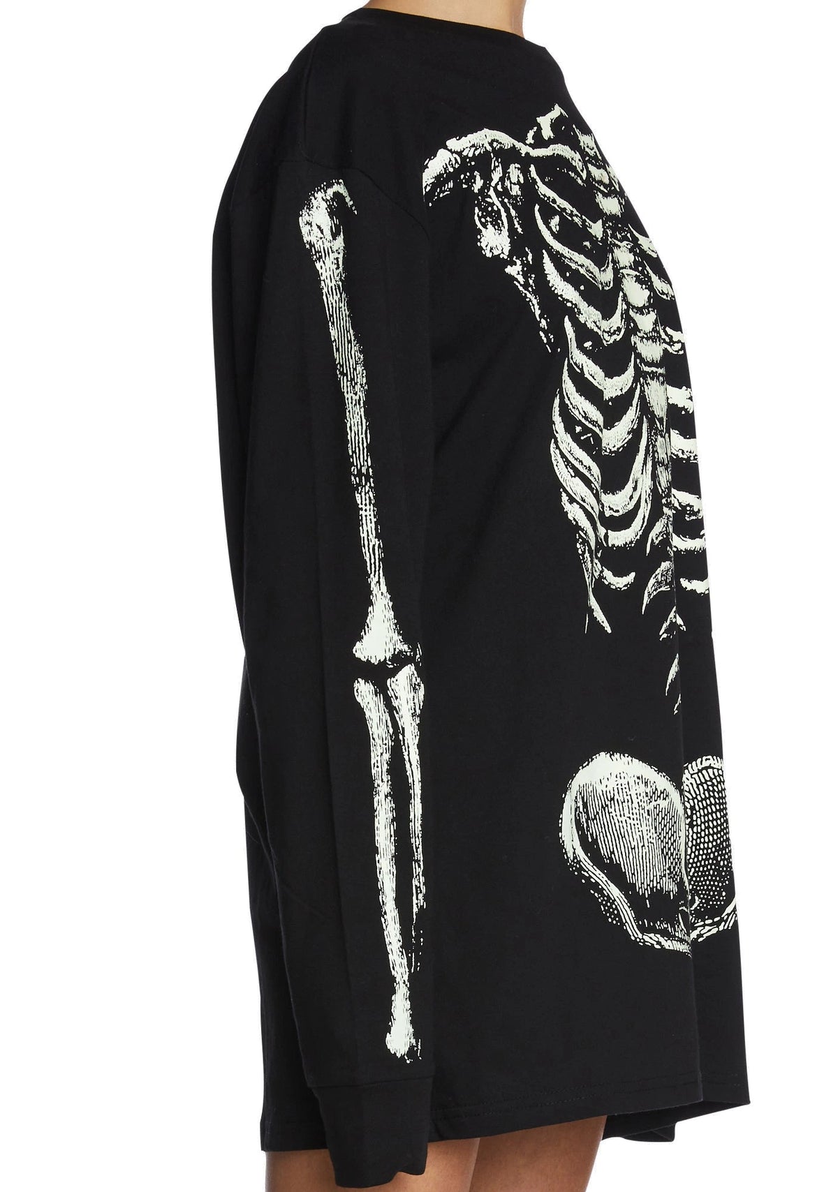 Glow Skeleton Graphic Long Sleeve Tee - Black