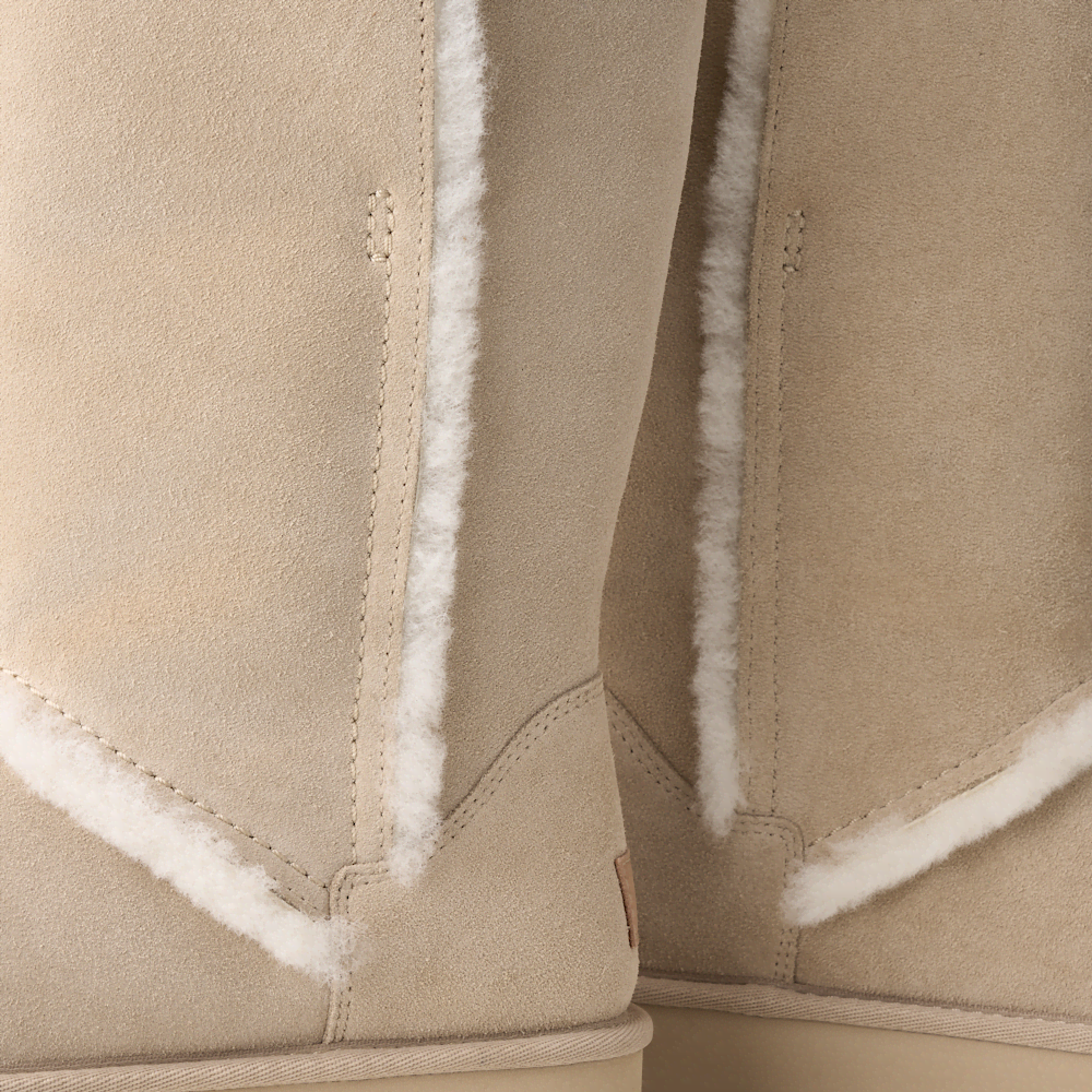 Women's Suede Short Boot With Sheepskin Trim