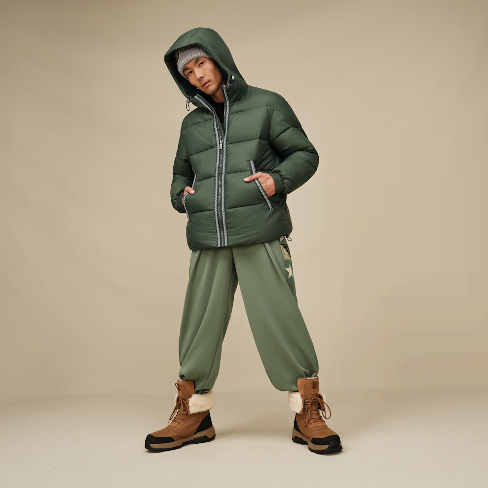 Men's Hooded Puffer Jacket - Green