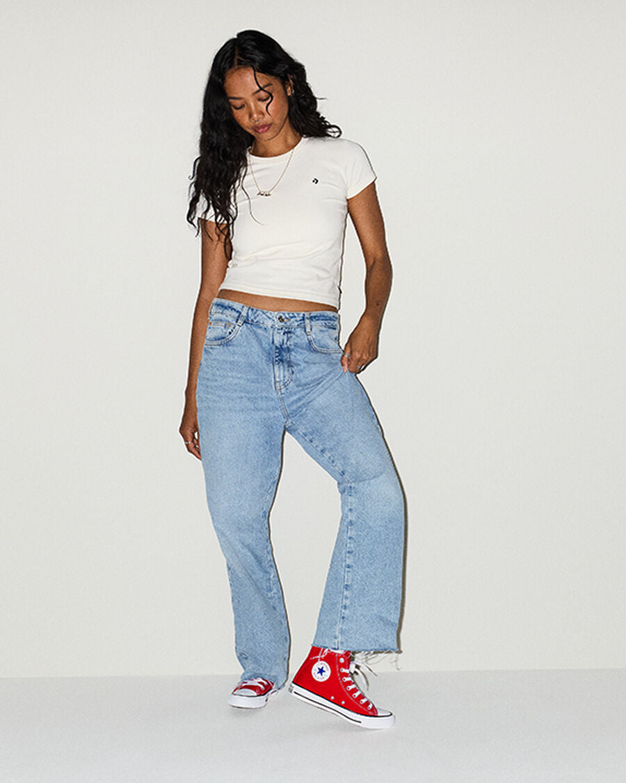 Canvas High-Top Sneaker - Multiple Colors - Red