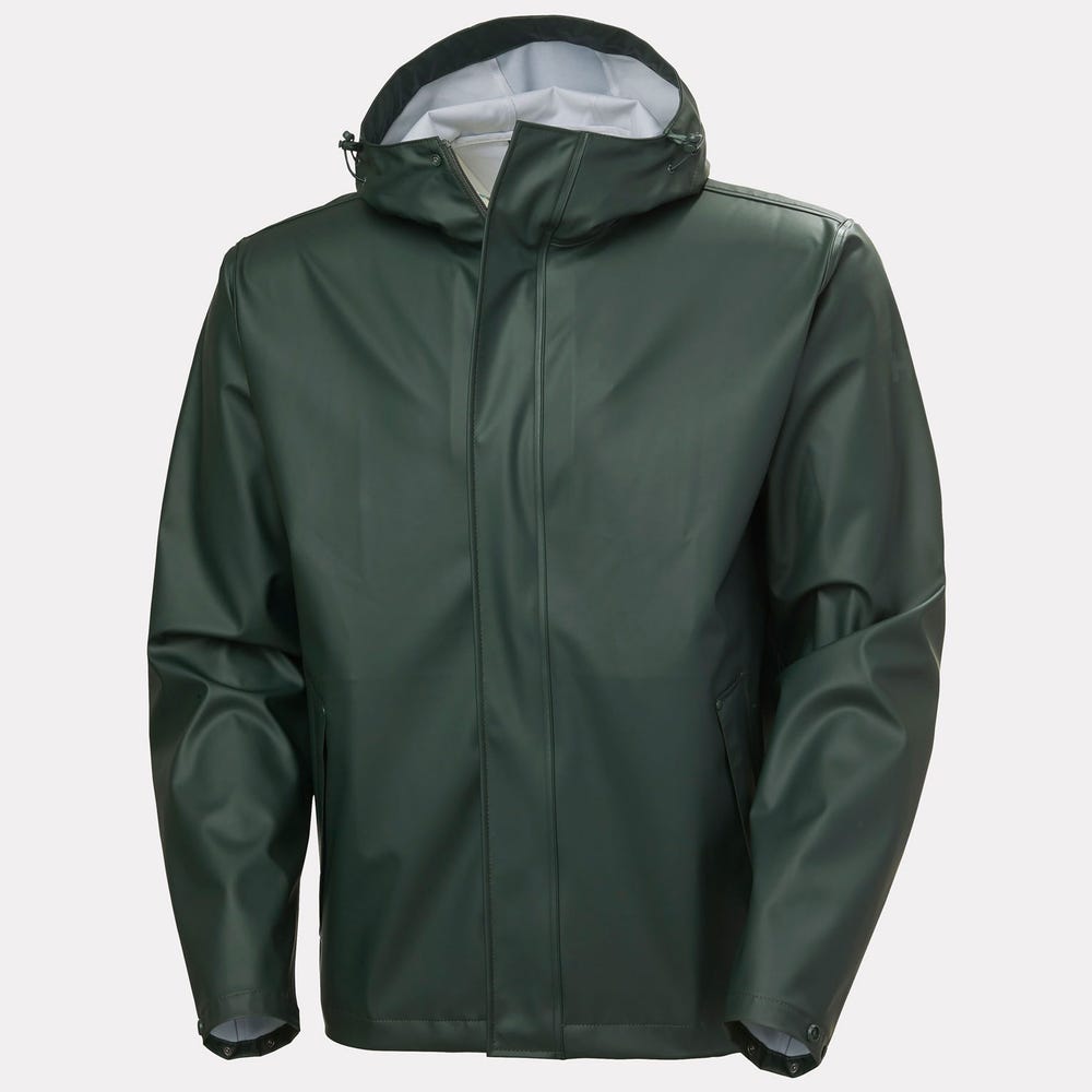 Men's Waterproof PU Rain Jacket - Dark Green