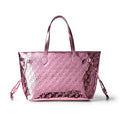 Metallic Vegan Leather Laptop Tote - Pink
