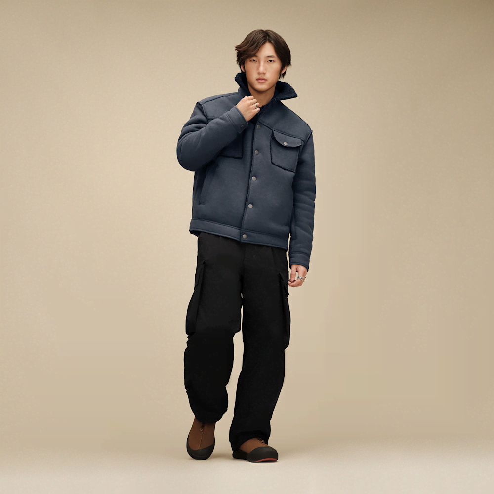 Men's Plush Fleece Trucker Jacket - Sand