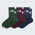 Crew Socks, 3-Pack - Green Burgundy Navy
