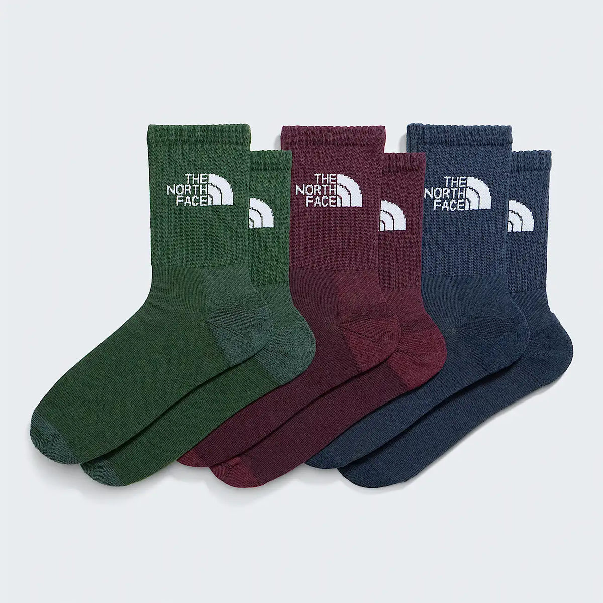 Crew Socks, 3-Pack - Green Burgundy Navy