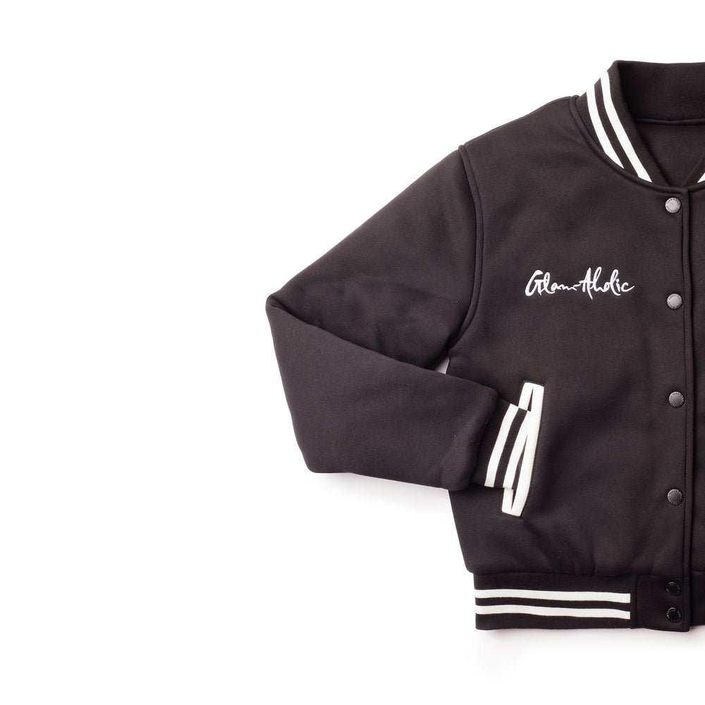 Cotton Blend Varsity Jacket - Black