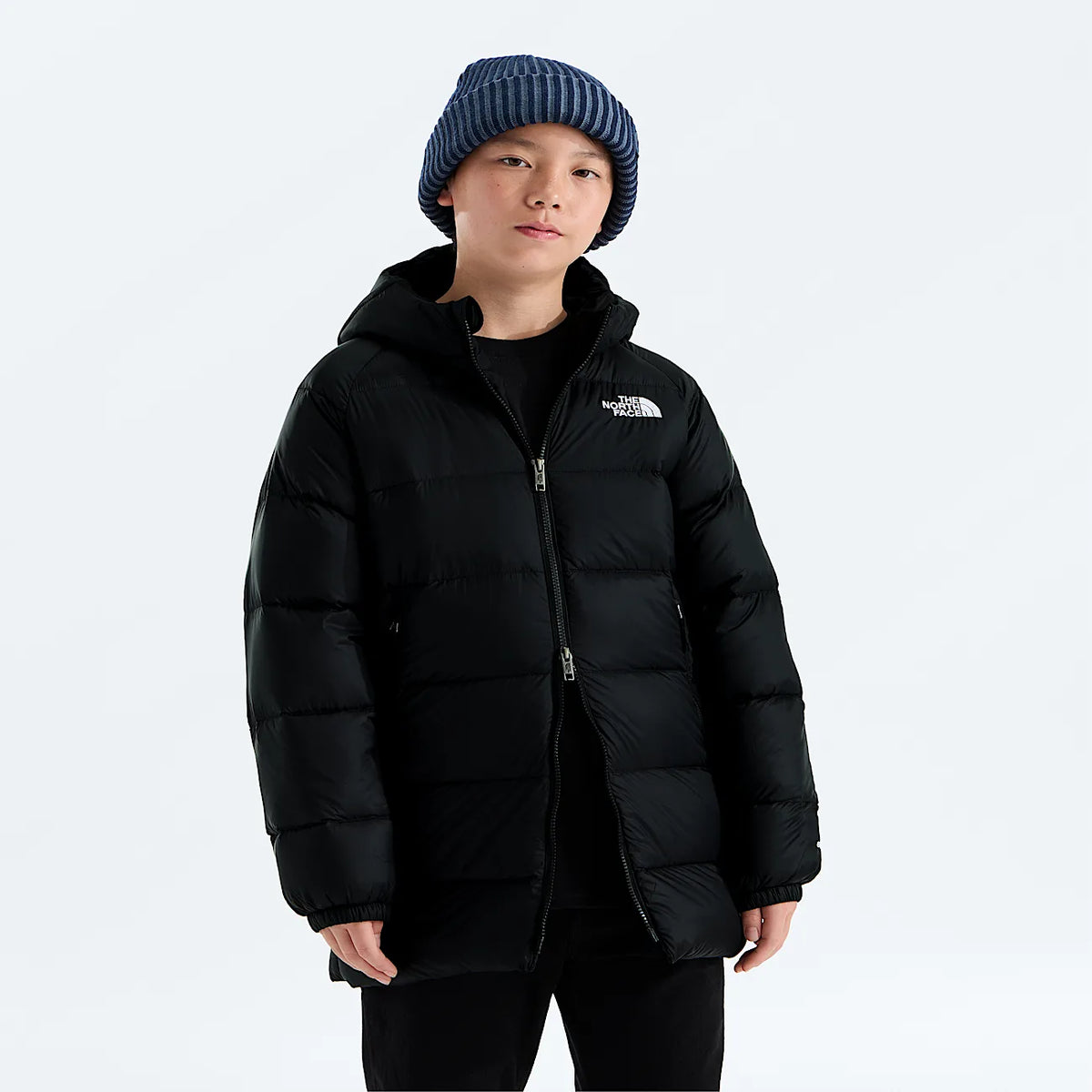 Kids' Down Hooded Parka - Black