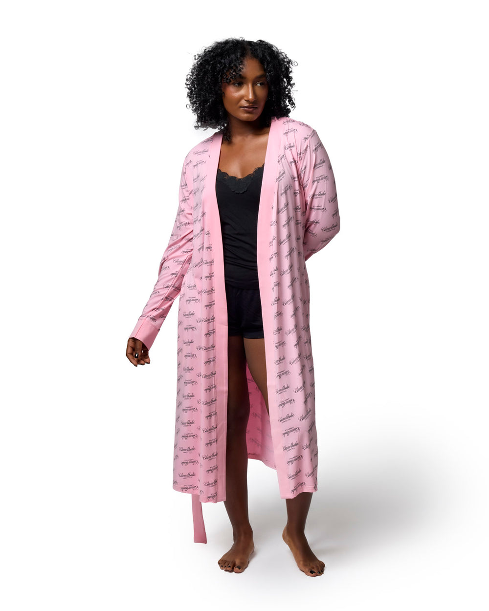 Rayon Blend Kimono Robe - Light Pink