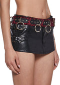 Fuzzy Animal Print O-Ring Belt - Red