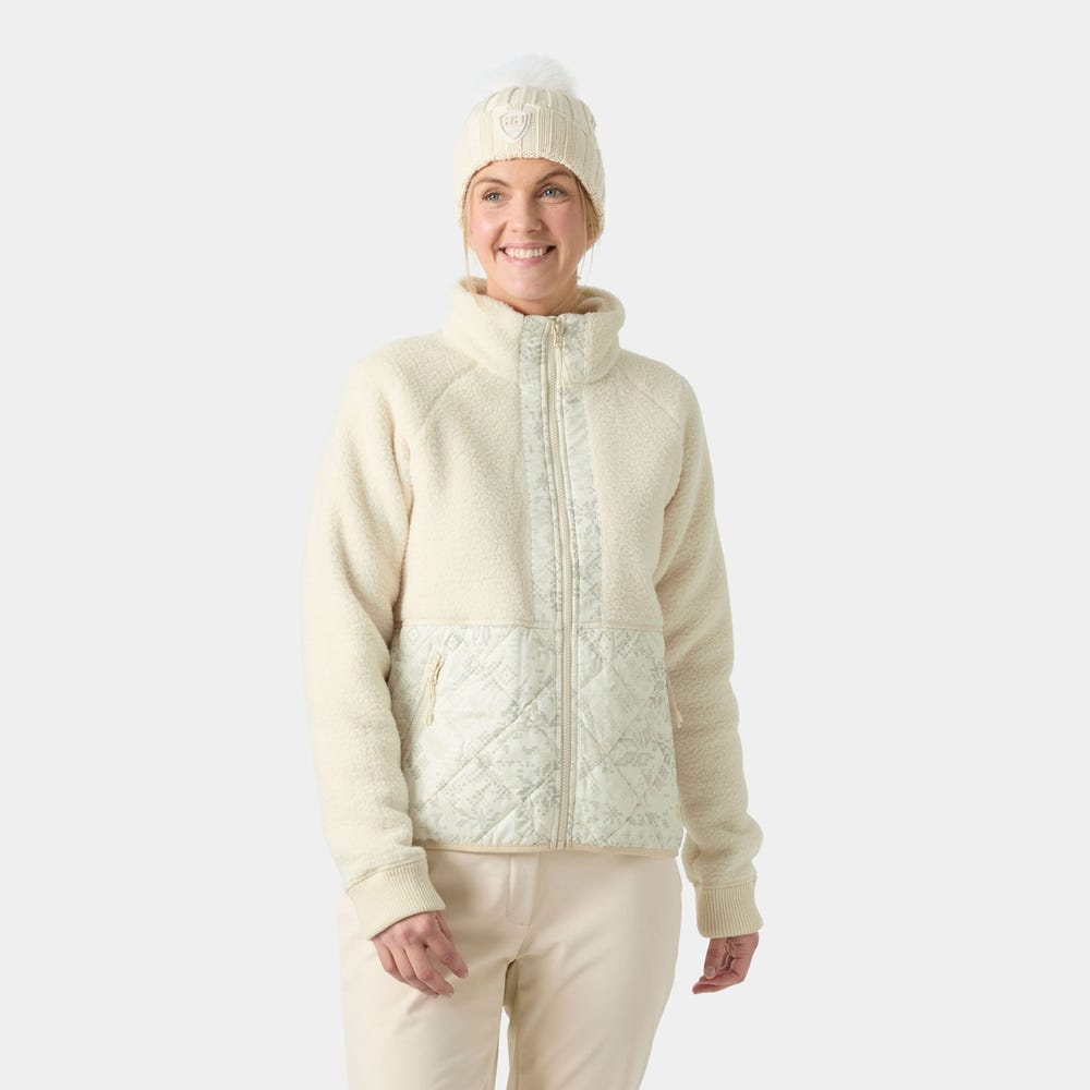 Women's Quilted Pile Fleece Jacket - Cream
