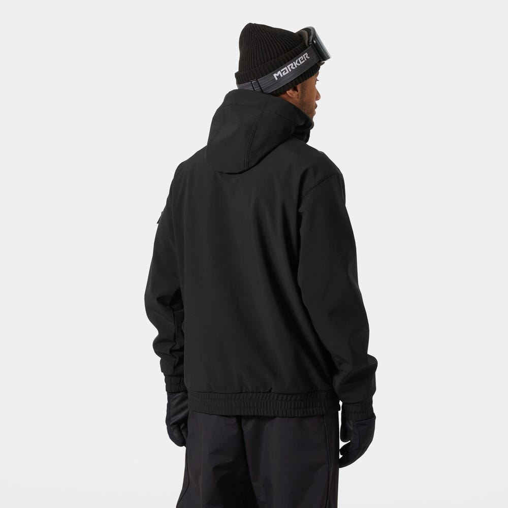 Unisex Fleece-Backed Softshell Hoodie - Black