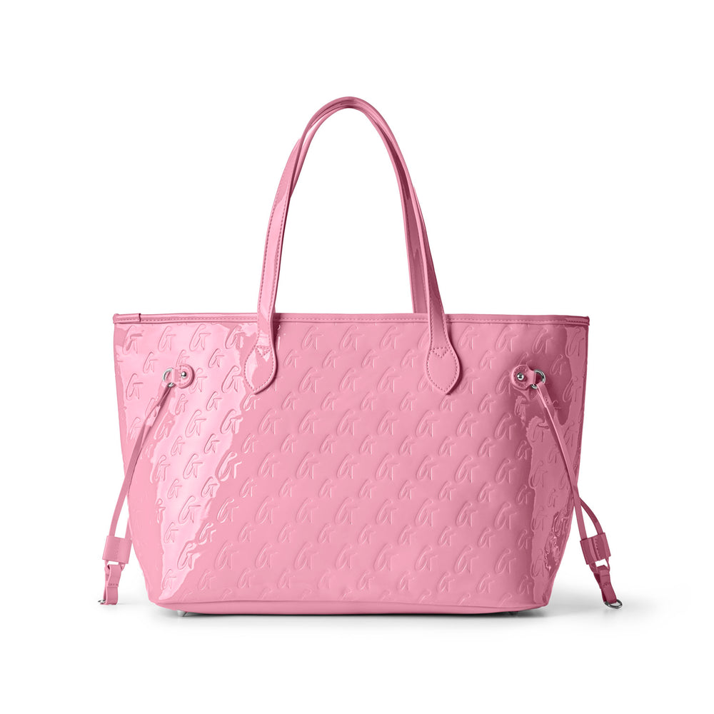 Vegan Leather Laptop Tote - Mirror Pink
