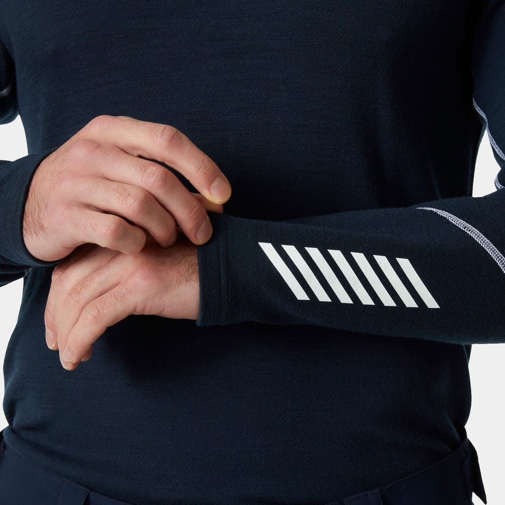 Men's Merino Wool Base Layer Top - Blue