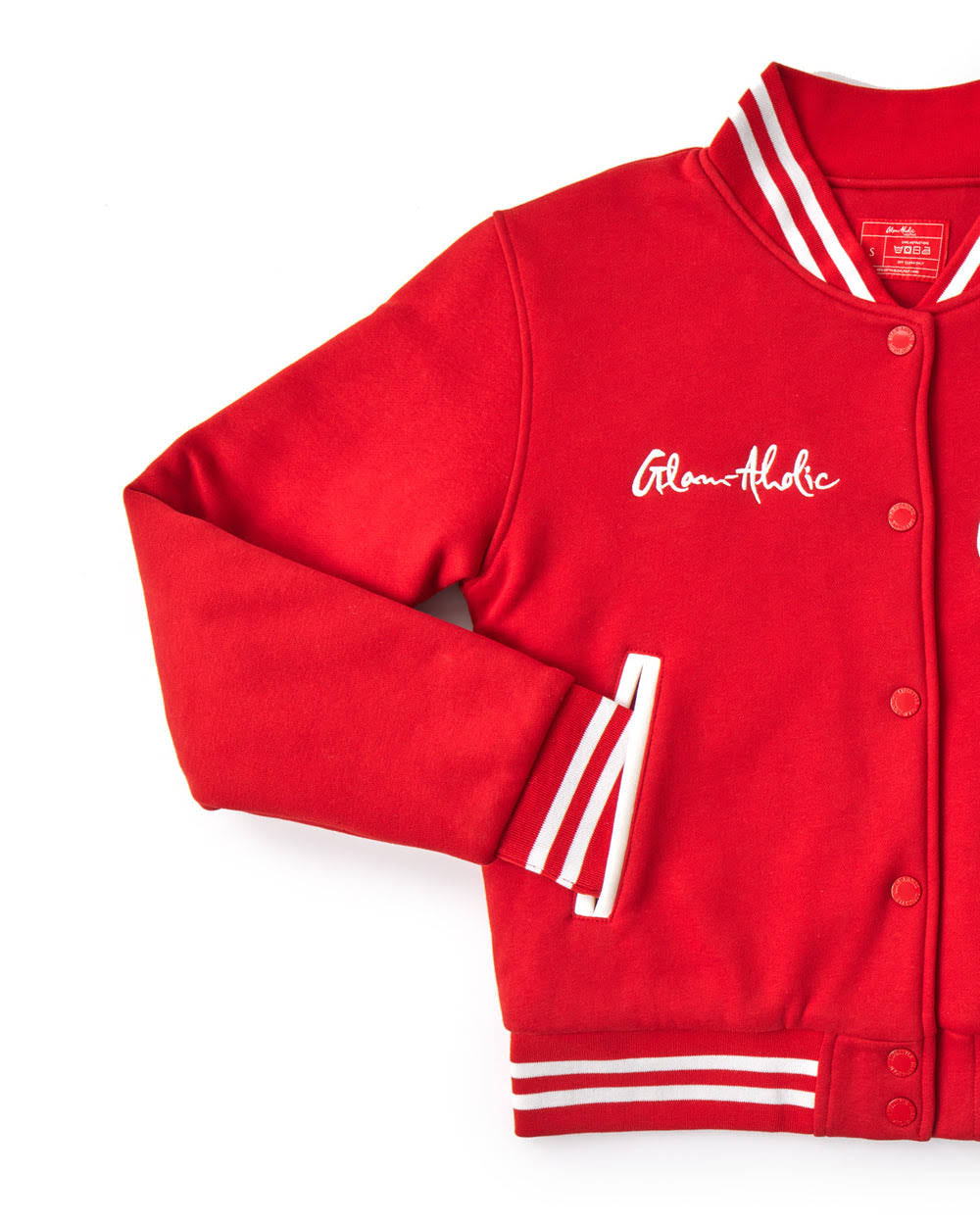 Cotton Blend Varsity Jacket - Red