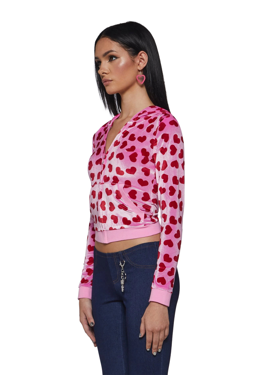 Heart Print Hoodie Costume Set - Pink