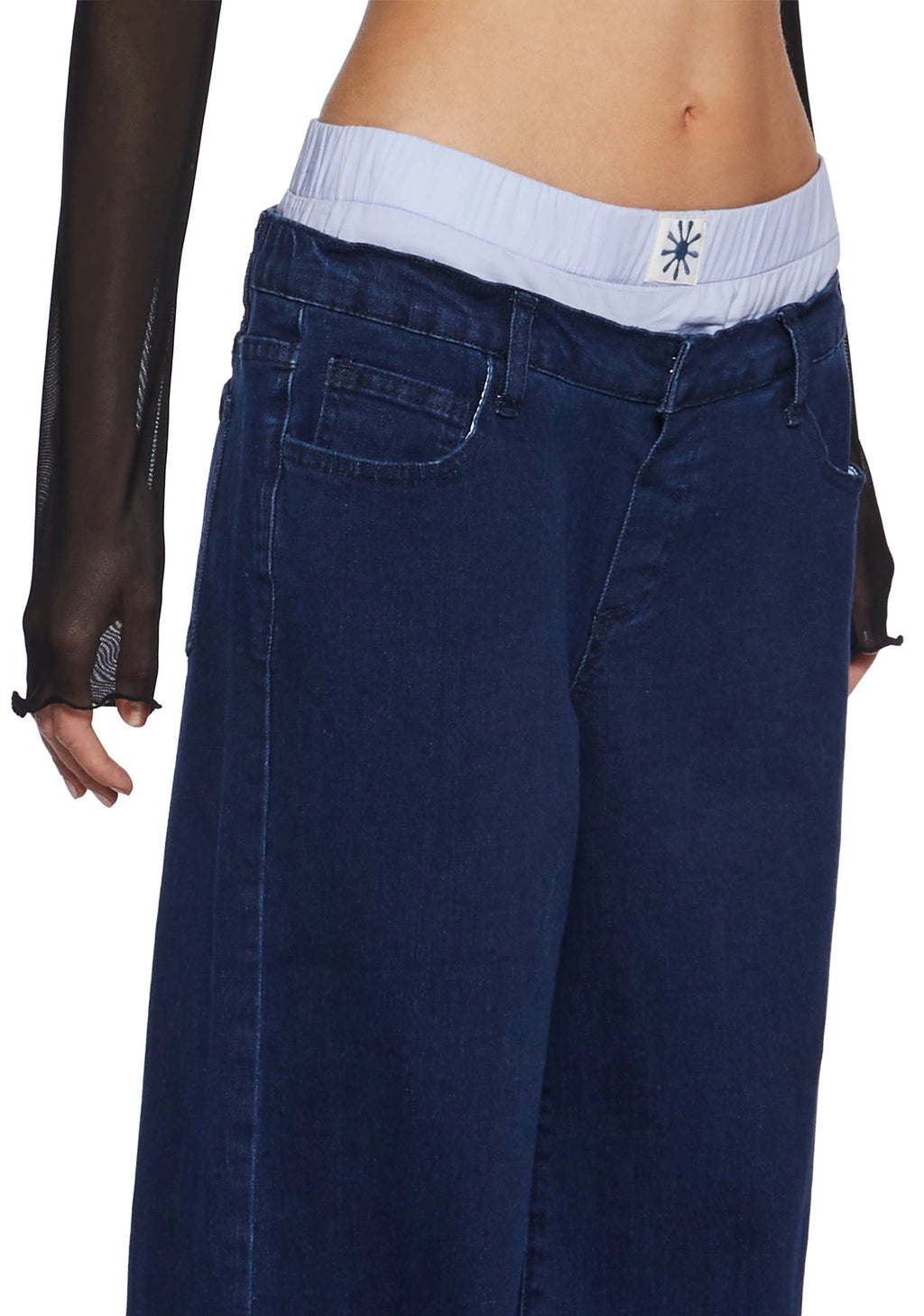 Boxer Waistband Wide Leg Jeans - Blue