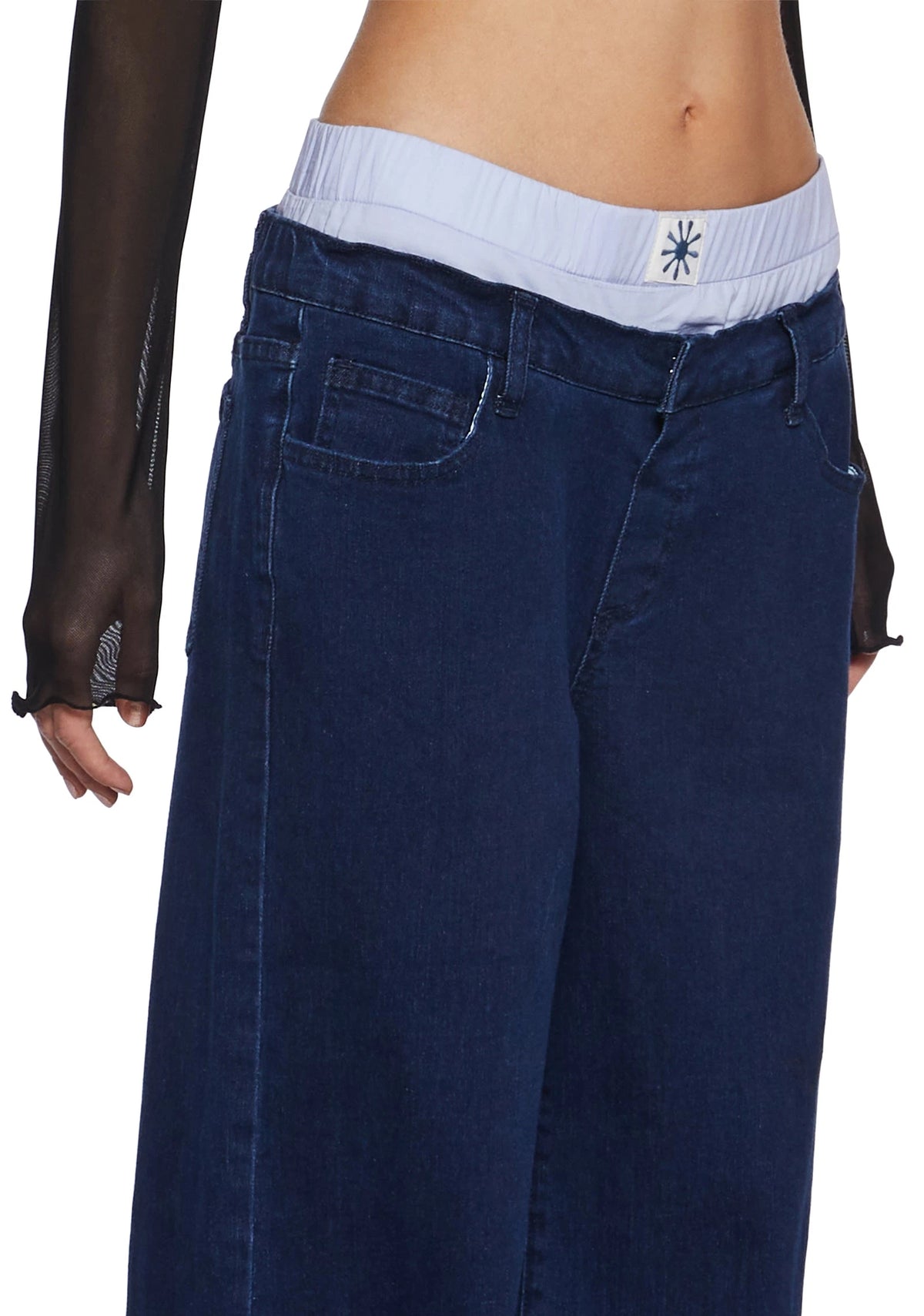 Boxer Waistband Wide Leg Jeans - Blue