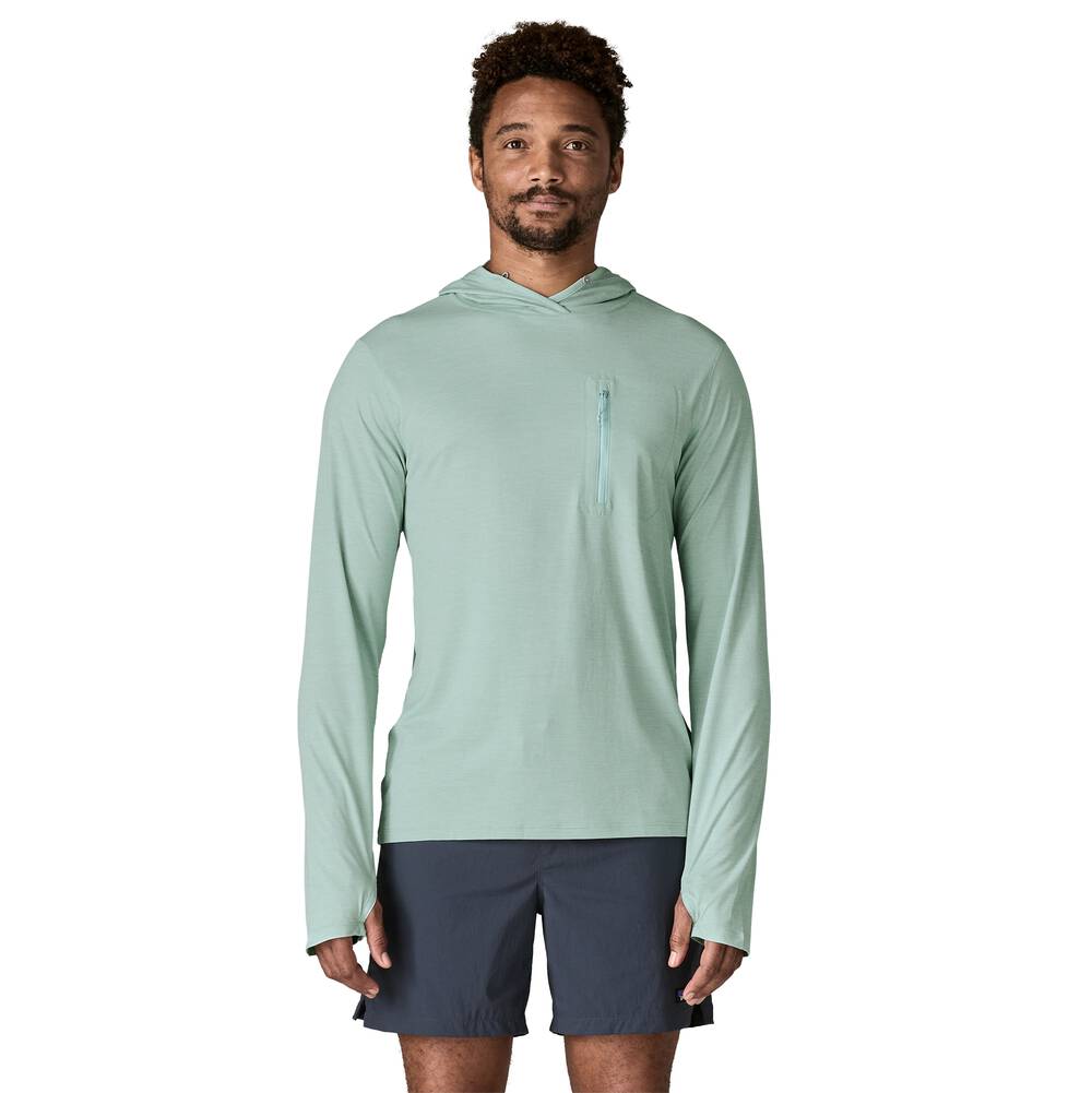 Men's UPF 40+ Sun Hooded Shirt - Aqua