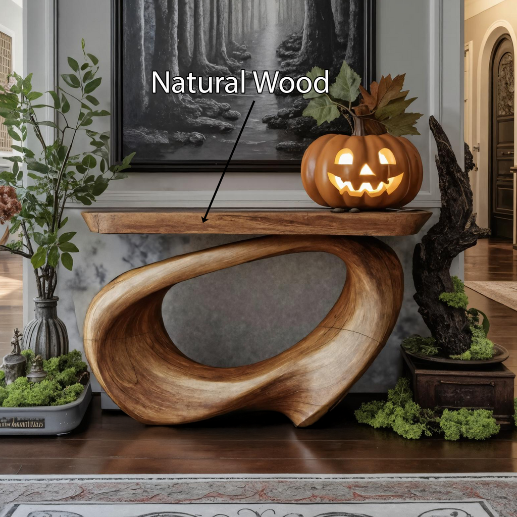 Mid Century Wooden Live Edge Console Table