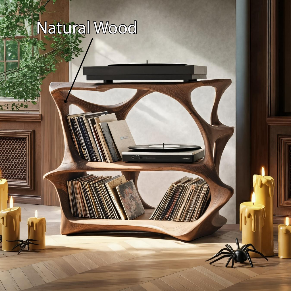 Handcrafted Live Edge Record Stand