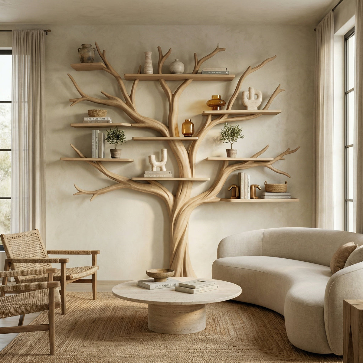 Rustic Halloween Tree Bookshelf