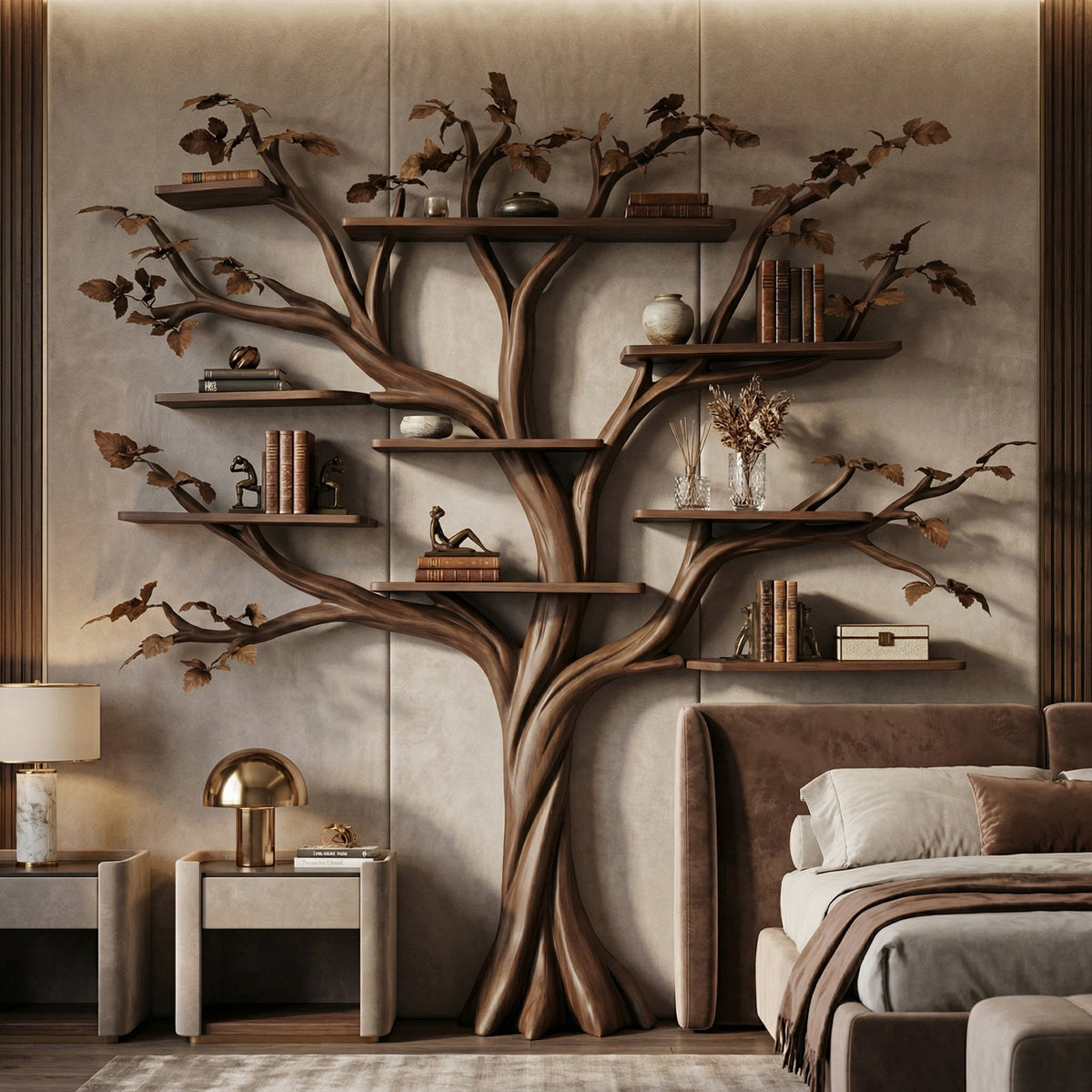 Rustic Halloween Tree Bookshelf