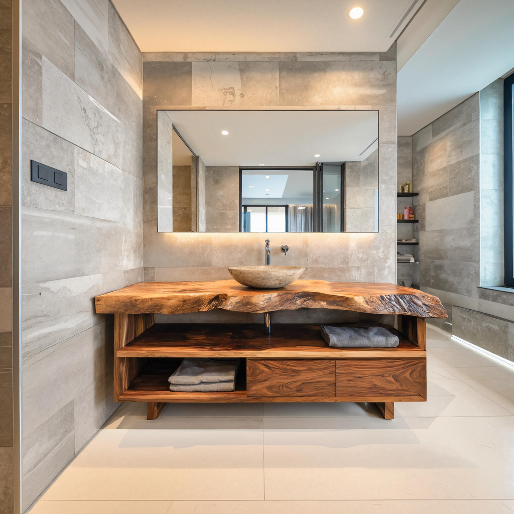 Rustic Live Edge Bathroom Vanity For Bathroom