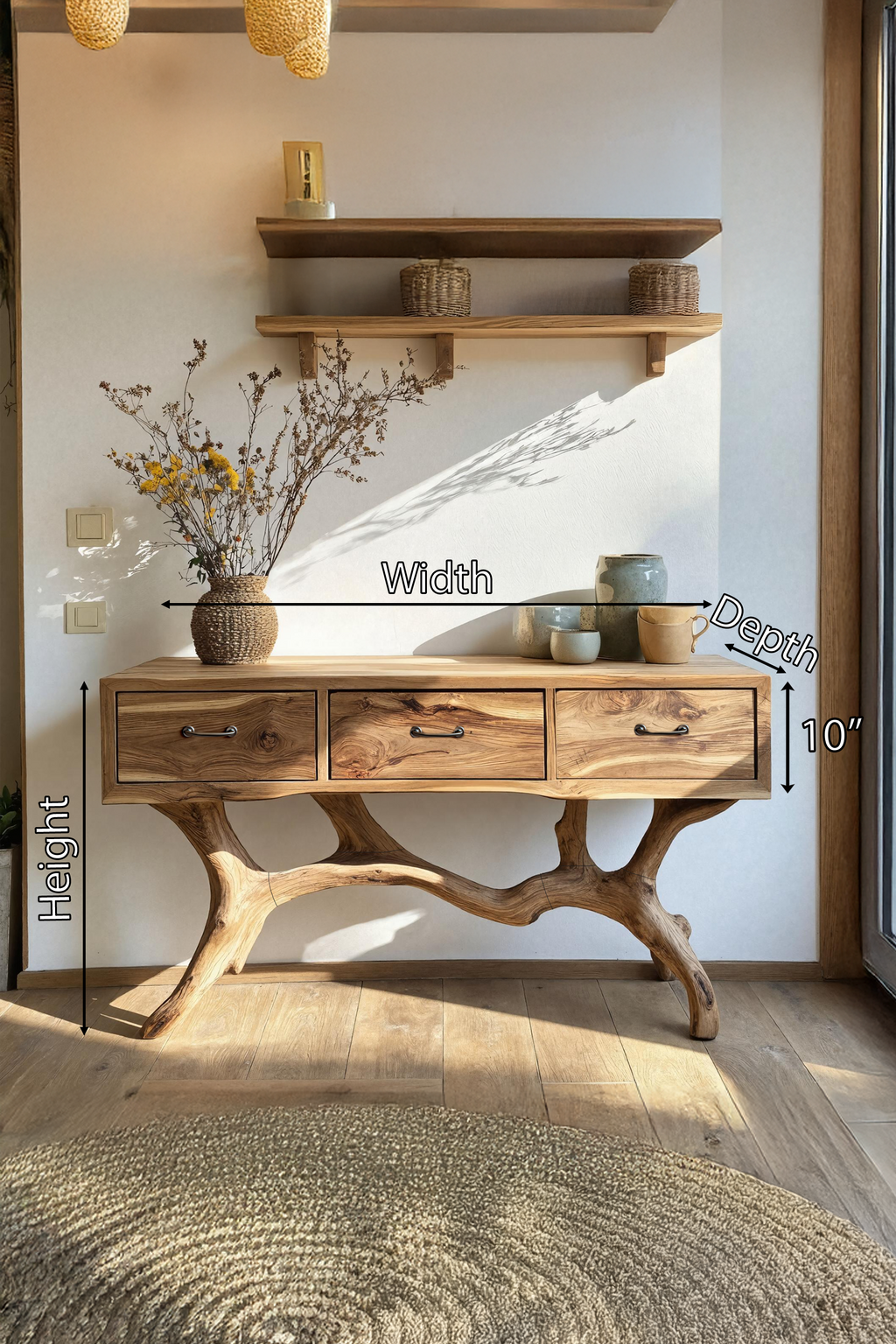 Handcrafted Live Edge Entryway Table