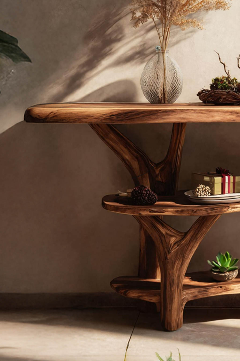 Mid Century Solid Wood Console Table