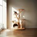Rustic Cat Tree Stand Living Room Pet Furniture With House