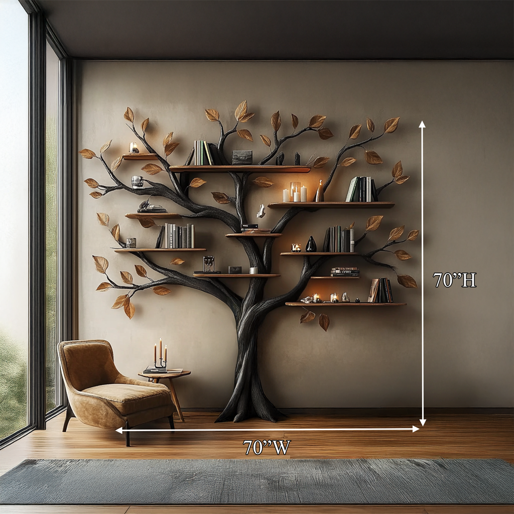 Rustic Halloween Tree Bookshelf