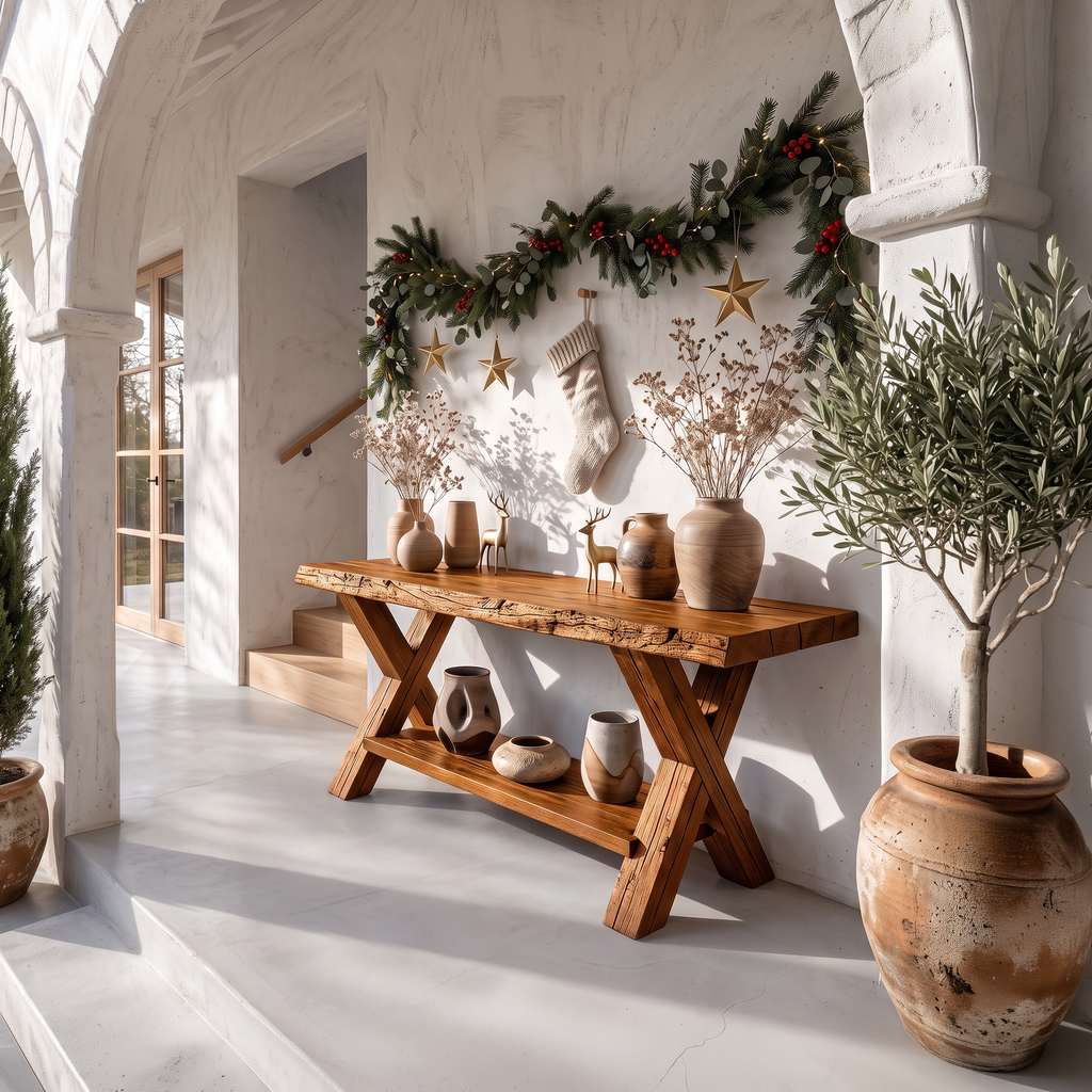 Rustic Farmhouse Solid Wood Console Table