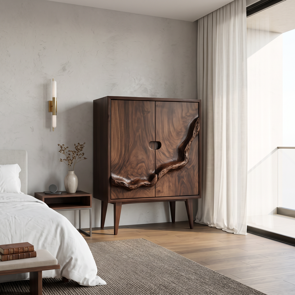 Rustic Artisan Handcrafted Wood Cabinet