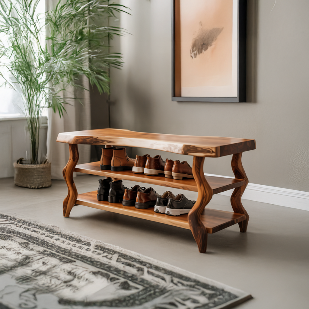 Artisan Rustic Shoe Storage Bench