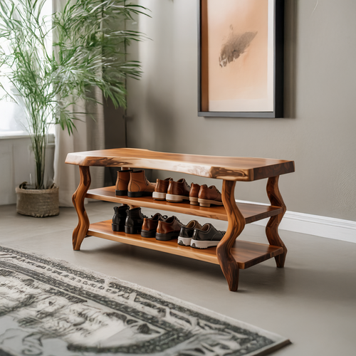 Artisan Rustic Shoe Storage Bench