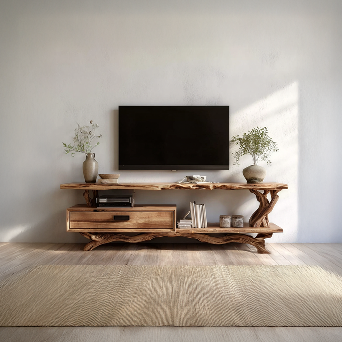 Rustic Live Edge Wood TV Cabinet