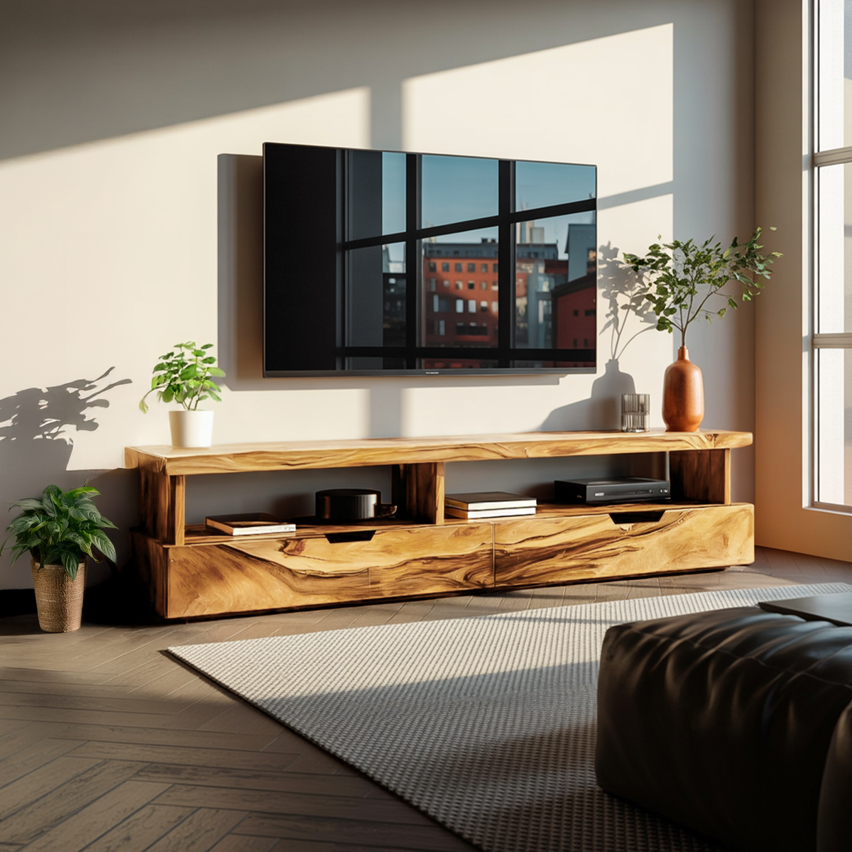 Minimalist TV Stand With Functional Design For Living