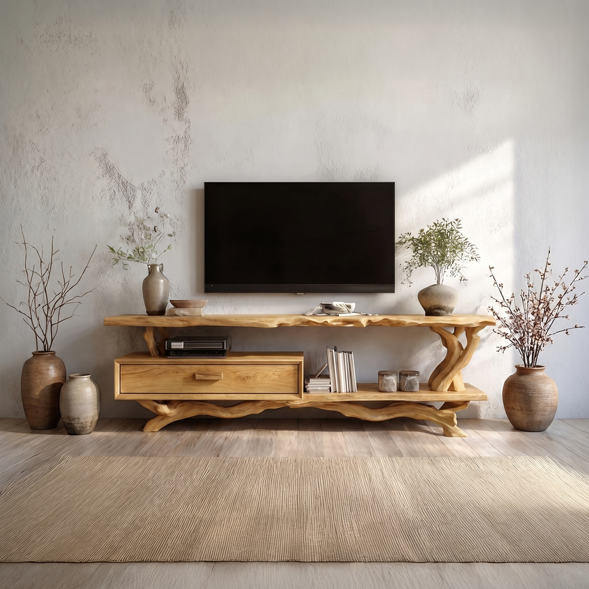 Rustic Live Edge Wood TV Cabinet