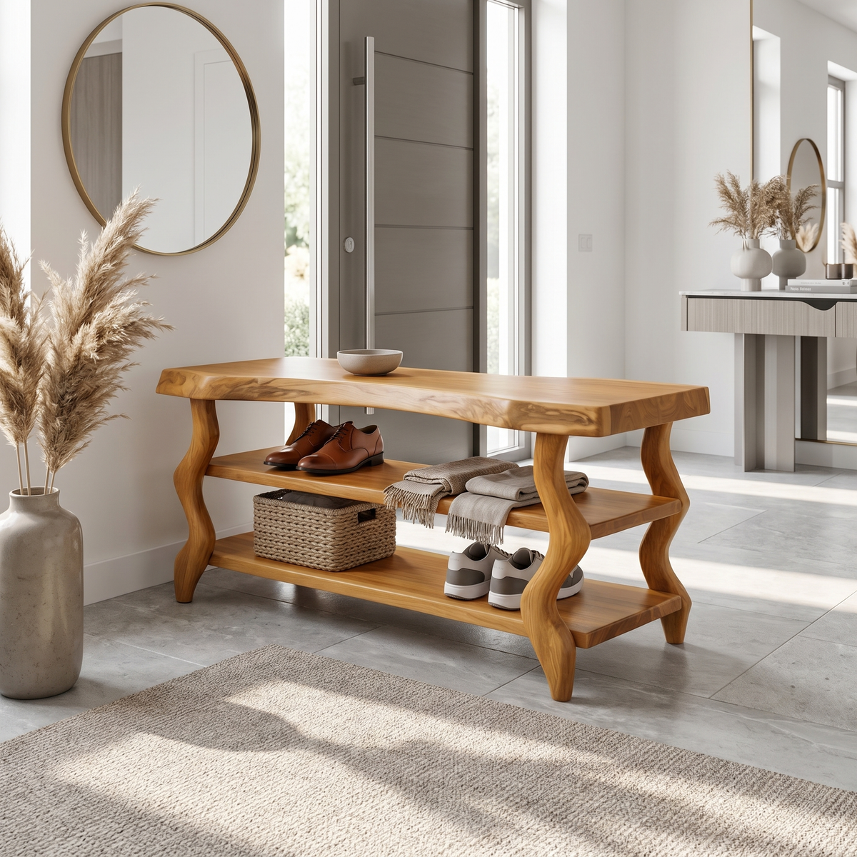 Artisan Rustic Shoe Storage Bench