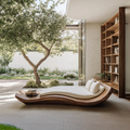 Mid Century Solid Wood Garden Daybed For Bedroom Decor